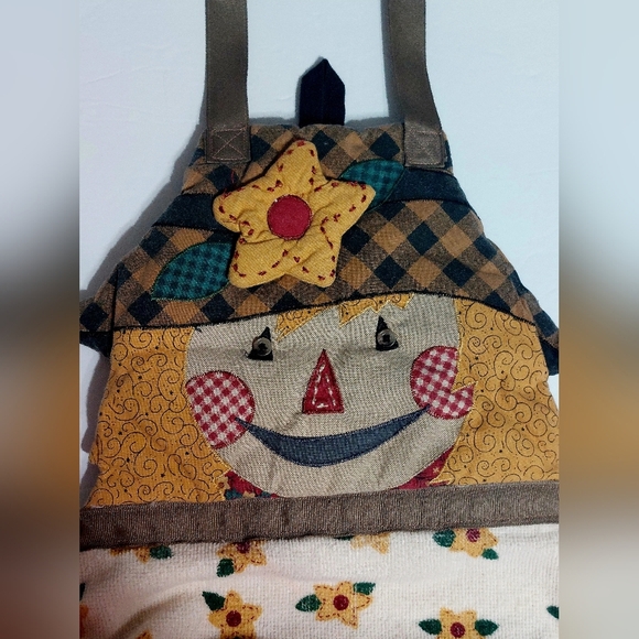 Hand made Child Size Scarecrow Dish Towel Padded Fall Apron - Picture 3 of 8